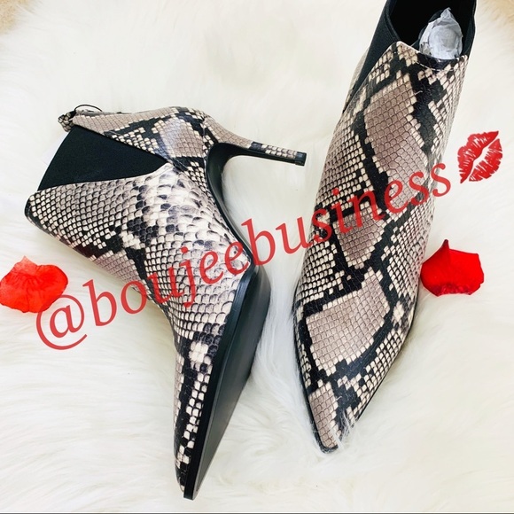 ZARA Snakeskin Print Leather Ankle Boot Booties - Picture 6 of 7